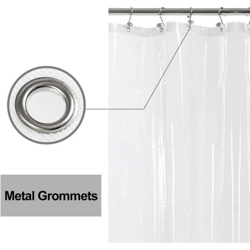Extra Long Clear Shower Curtain 84 Inch Waterproof PEVA Liner Heavy Duty - Picture 7 of 8